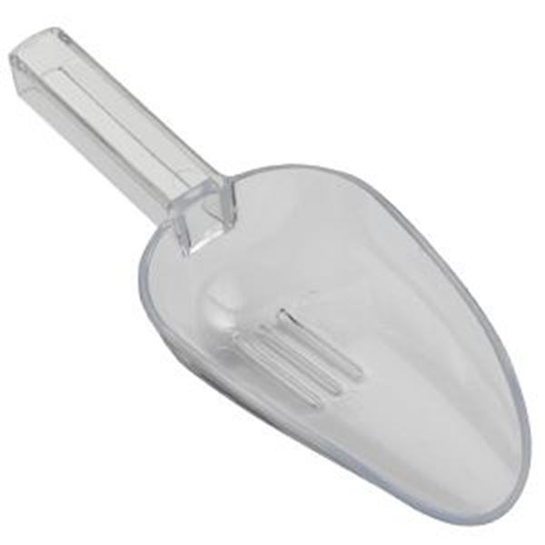 CLEAR PLASTIC ICE DRAINER SCOOP