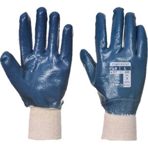 BLUE NITRILE KNIT WRIST GLOVE SIZE 10/XL