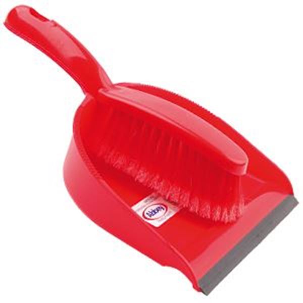 DUSTPAN & BRUSH SET ECONOMY SOFT - RED