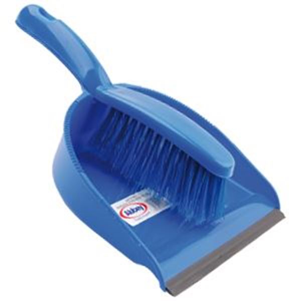 DUSTPAN & BRUSH SET ECONOMY STIFF - BLUE