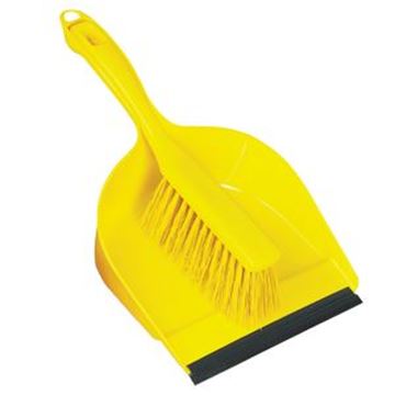 DUSTPAN & BRUSH SET ECONOMY STIFF - YELLOW