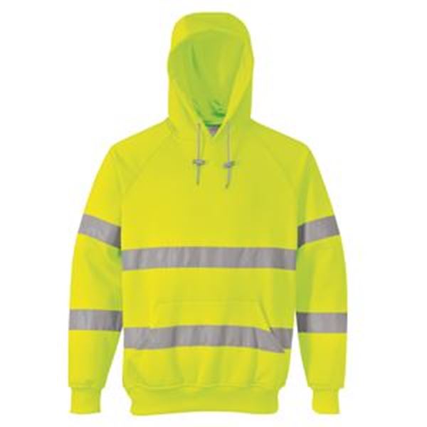 HI VIS YELLOW HOODED SWEATSHIRT