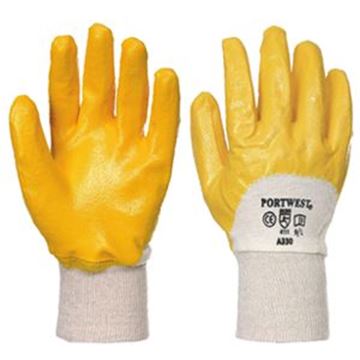 Nitrile L/weight Knitwrist Glove Yellow Large