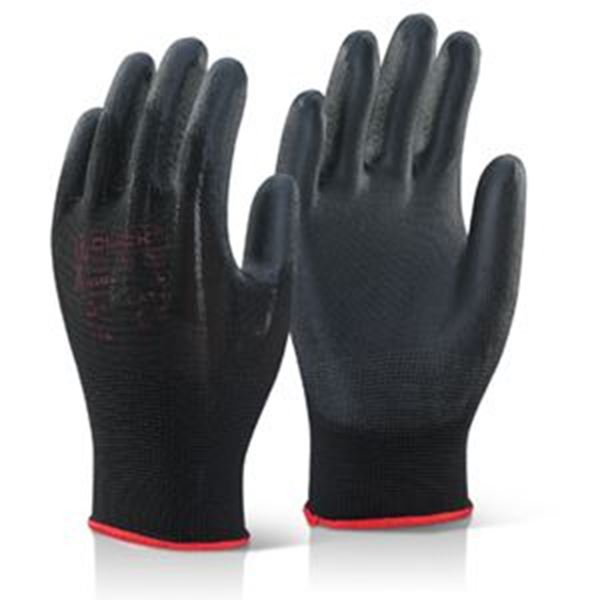 PU COATED BLACK GLOVE - LARGE