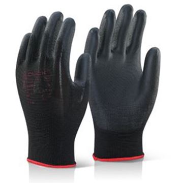 PU COATED BLACK GLOVE - XLARGE