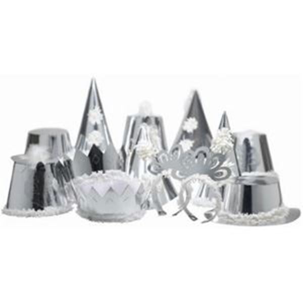 PREMIER SILVER ADULT PARTY HATS