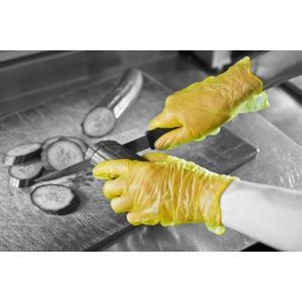 P/FREE VINYL GLOVE - YELLOW MEDIUM