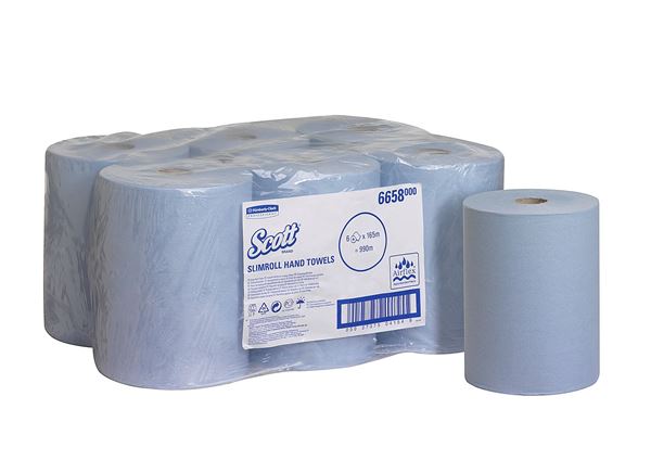 Scott® Slimroll™ Hand Towels 6658 - 6 x 165m blue, 1 ply rolls