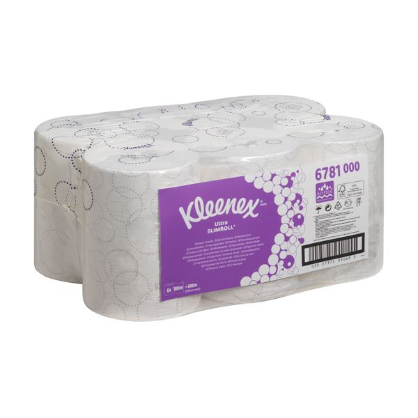 Kleenex® Ultra™ Slimroll™ Rolled Hand Towels 6781 - 6 x 100m white, 2 ply rolls