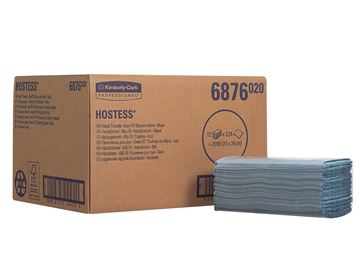 Hostess™ Folded Hand Towels 6876 - 12 packs x 224 small, blue, 1 ply sheets