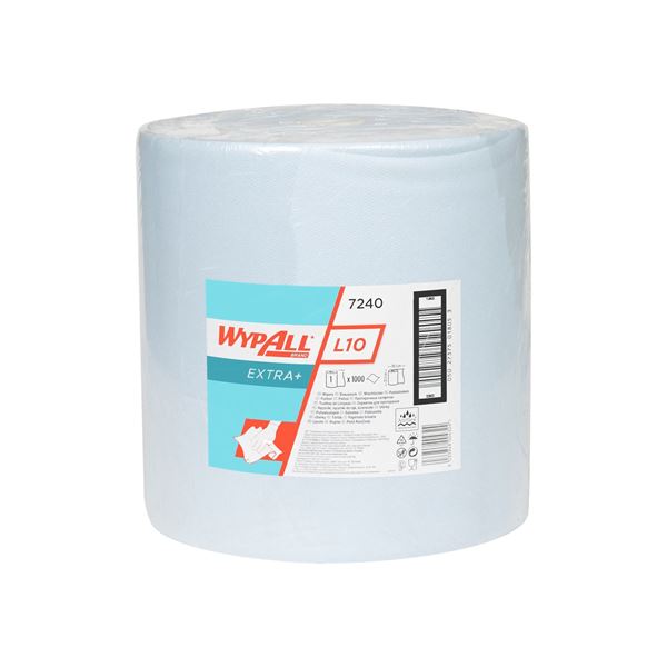 WypAll® L10 Extra+ Wiper Large Roll 7240 - 1 roll x 1,000 blue, 1 ply sheets