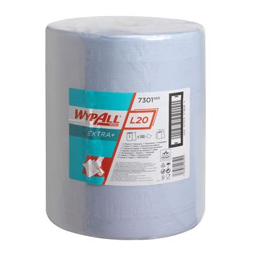 WypAll® L20 Extra+ Wiper Large Roll 7301 - 1 roll x 500 blue, 2 ply sheets