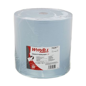 WypAll® Industrial Wiping Paper L30 Jumbo Roll - Extra Wide 7426 - 1 roll x 670 sheets, 3 ply, blue