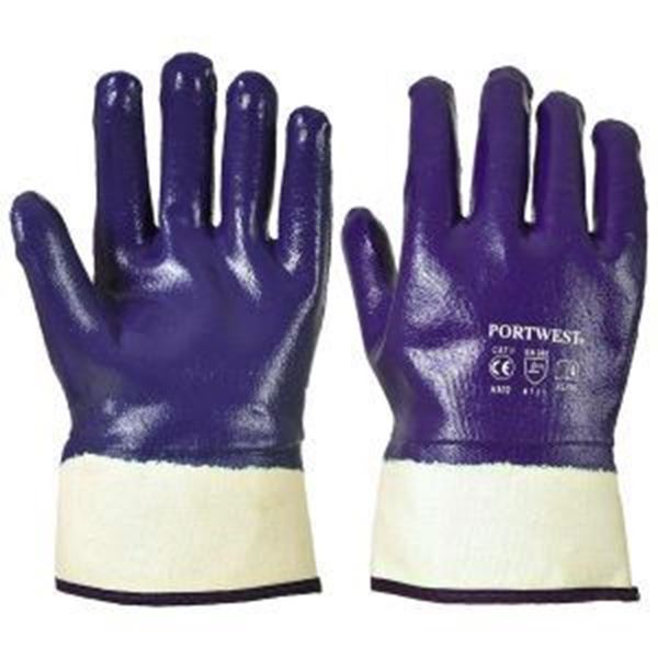 Fully Dipped Nitrile Glove Safety Cuff - Blue