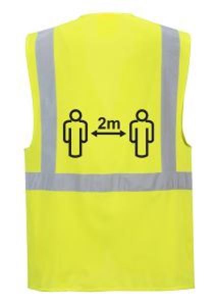 Hi-Vis Executive Waistcoat 2m Social Distance - Yellow
