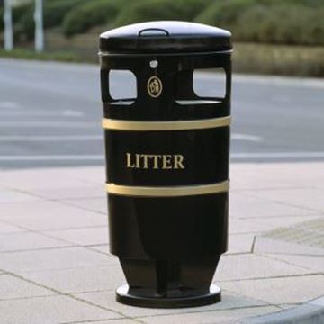 KNIGHT CLOSED TOP LITTER BIN GALVANISED - BLACK