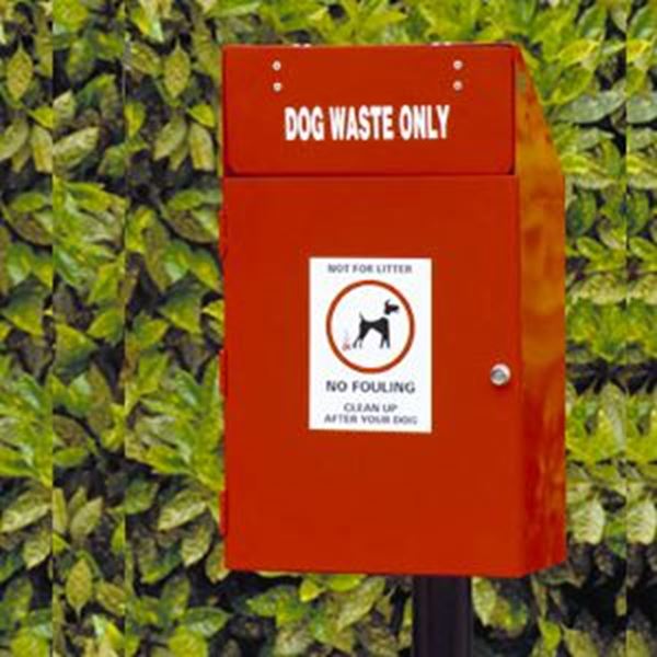 DOG BIN PUSH FLAP PM RED