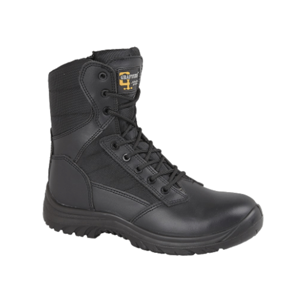 Picture of BLACK LEATHER /NYLON SIDE ZIP SAFETY COMBAT BOOT - SIZE 11