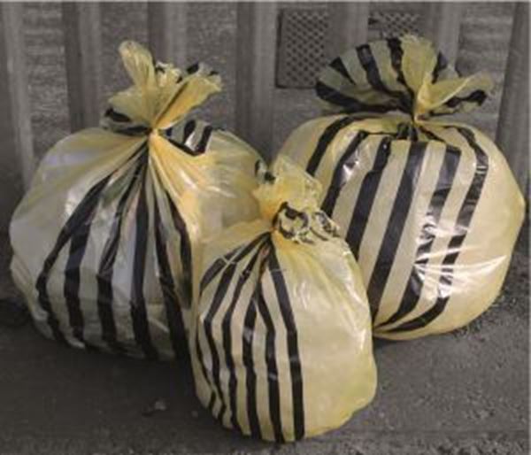 Picture of x200 M/DUTY TIGER STRIPE SACK 15x28x39" - YELLOW(4 Rolls x 50)