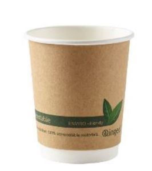 Picture of x500 8oz KRAFT COMPOSTABLE PAPER CUPS INDIGO RIPPLE
